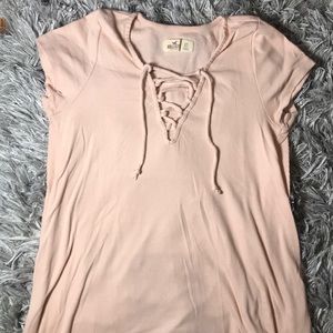 Light Pink Hollister lace up top